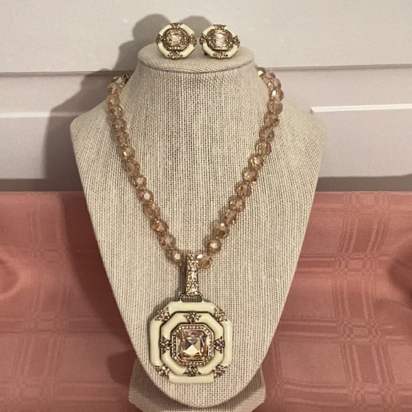 Heidi Daus Necklace Earring Set.  Pierced Earrings. - Picture 2 of 16